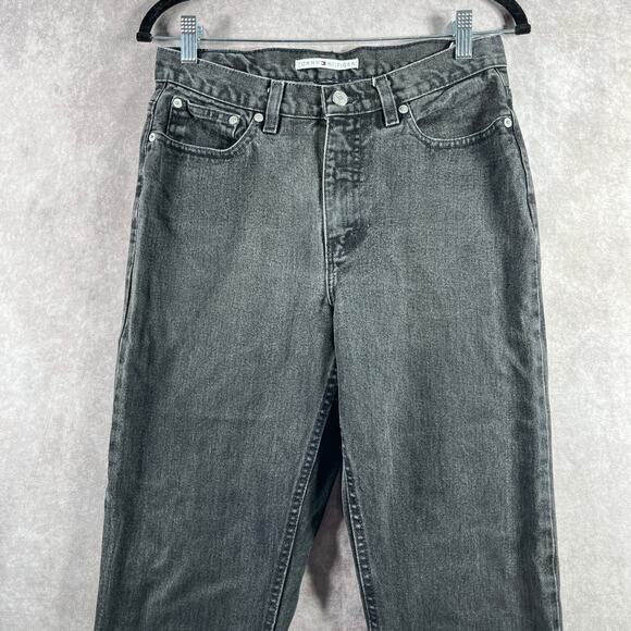 Vintage Tommy Hilfiger Jeans Womens 10 Black Denim Straight High Rise 90s Y2K - Picture 2 of 13